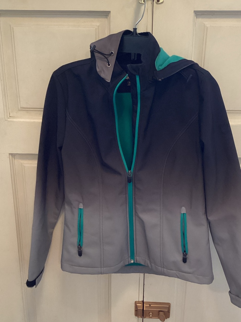 Women’s Gray Ombre Utility Jacket with Teal Trim